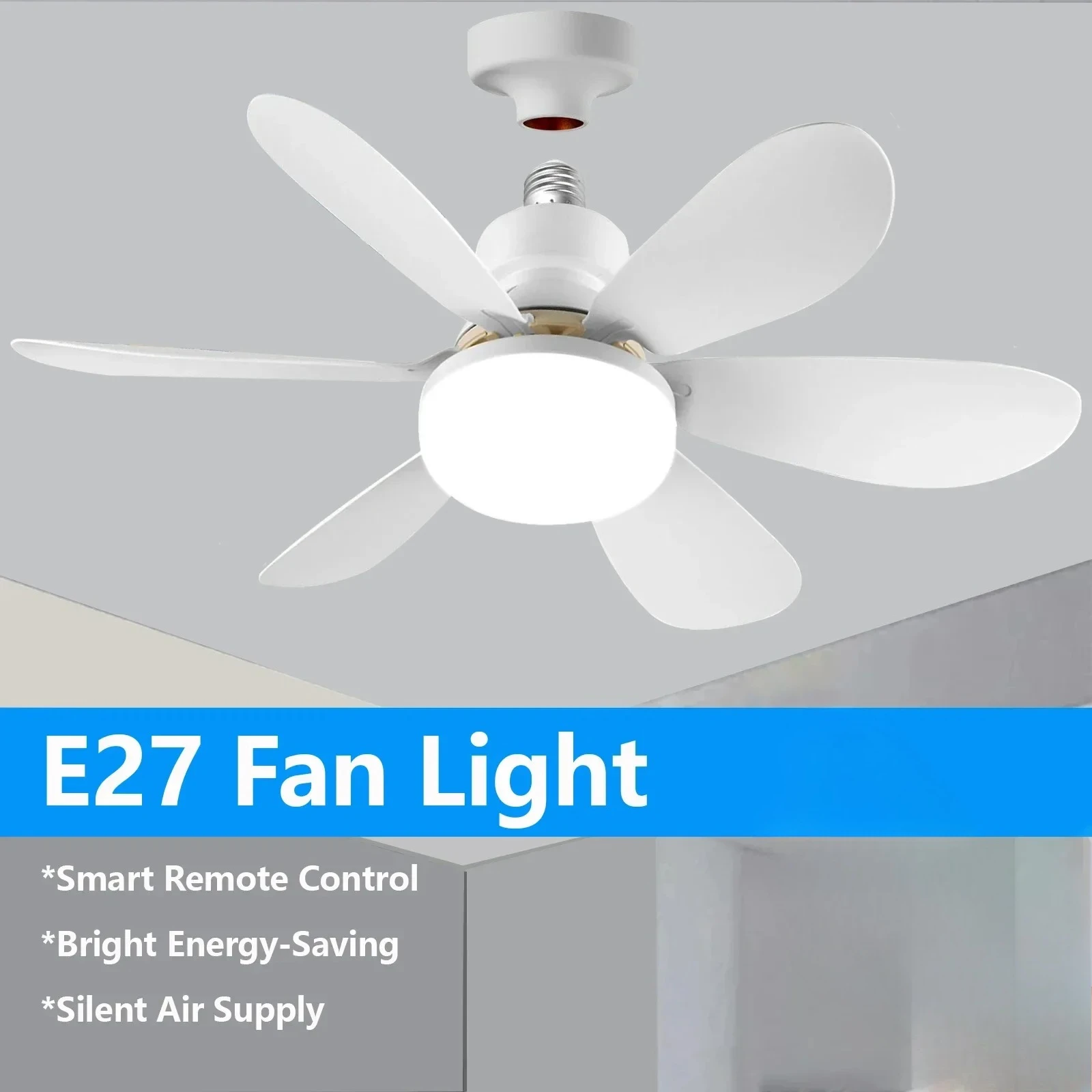 30W/40W Ceiling Fans with Remote Control LED Light Fan, E27 Lamp Base Intelligent Silent Ceiling Fan for Bedroom and Living Room