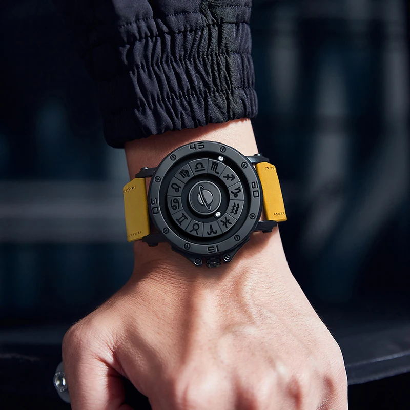 DOM Hot selling 1733 New Magnetic Watch Men's Luxury Leather Strap Designer  Watch Men's Constellation Casual Quartz Watch