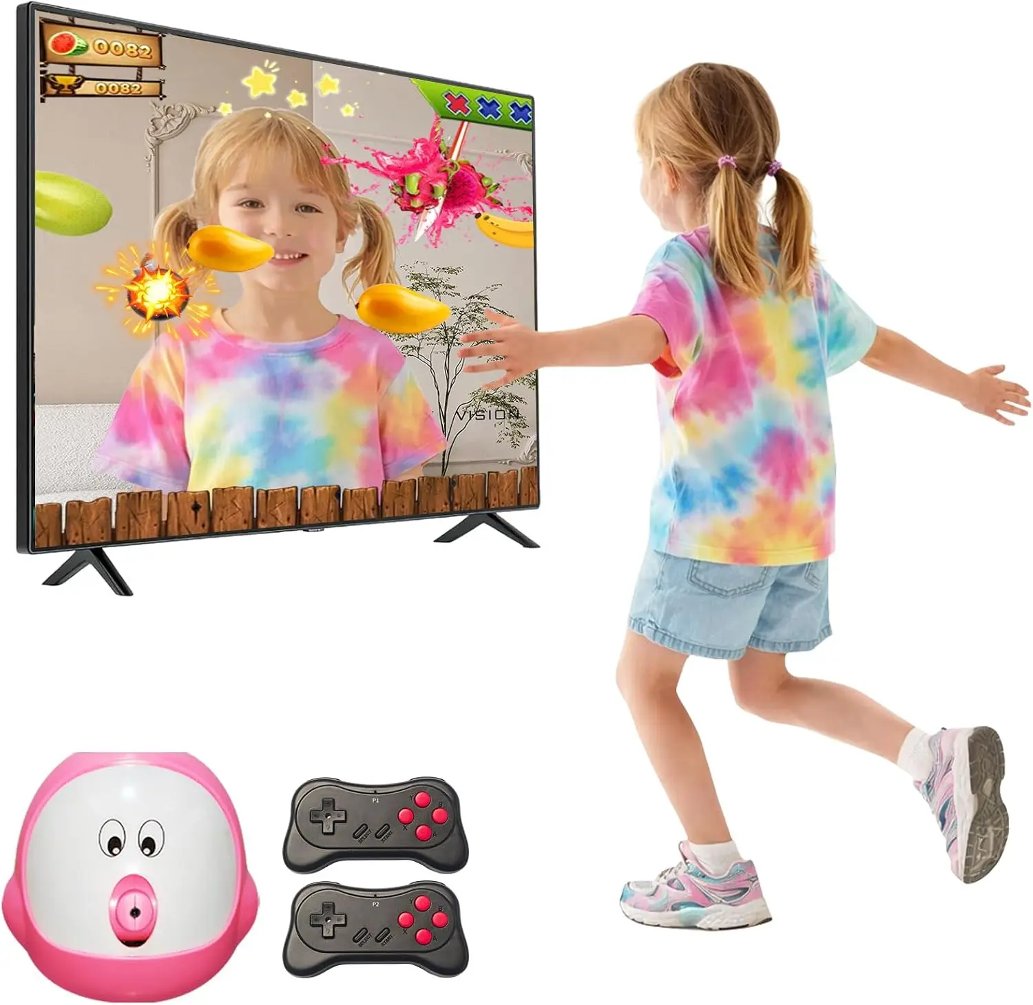 AR Motion Sensing TV Game Console, Video Games for 100+ Built-in Games, HDMI Plug and Play, 2 Wireless Controllers,Birthday for