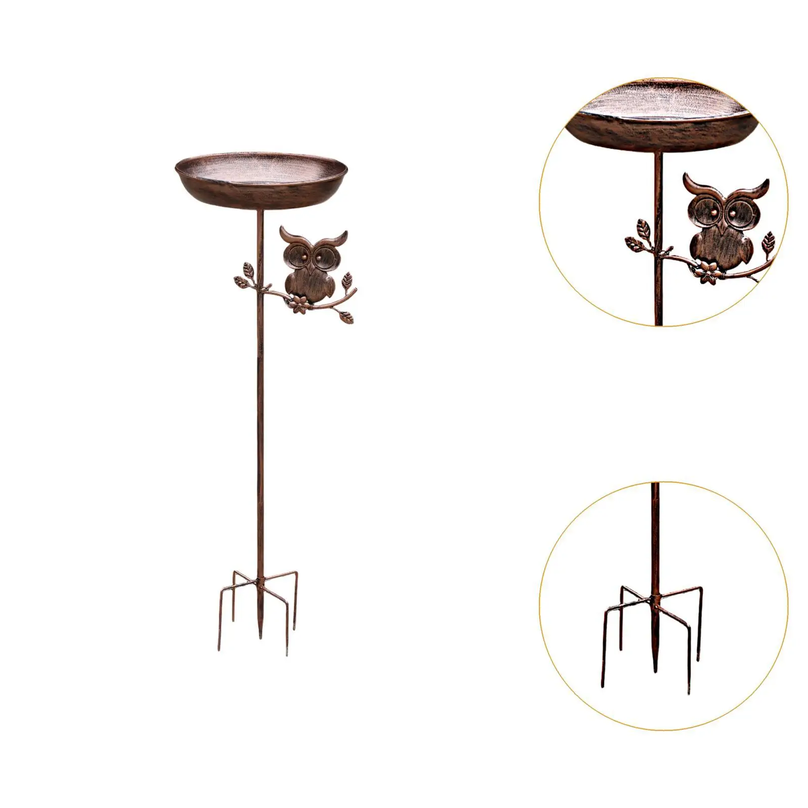 Classic Iron Bird Bath Outdoor Bird Feeder Durable Metal Stake Easy Install for Garden Lawn Decoration