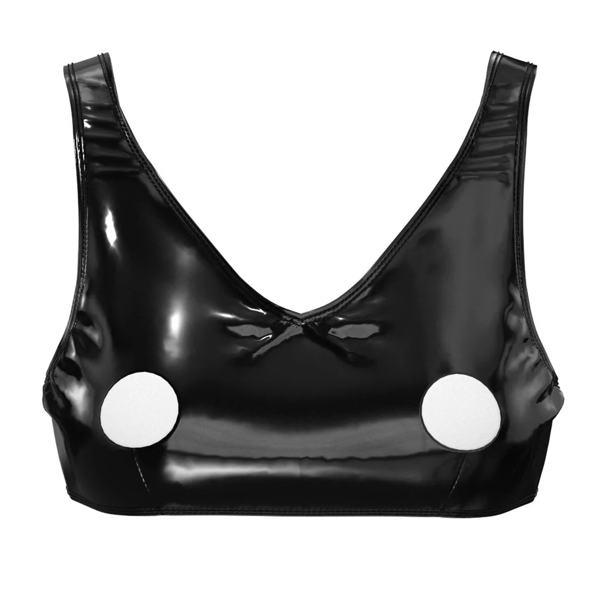 Women Sexy Glossy PVC Leather Bra Hot Nipple Exposed Shiny Latex Lingerie Female Shaping Leather Push Up Bra Sexi