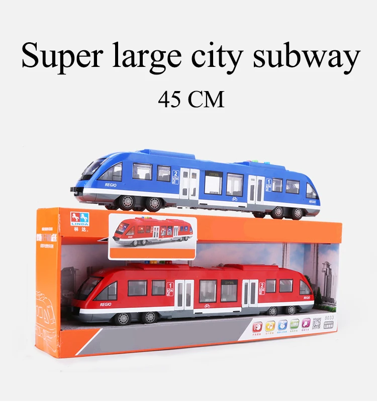 45Cm Super Grote High-Speed Rail Trein Speelgoed Auto Kinderen Simulatie Geluid En Licht Trein Model Grote pull Back Metro Jongen