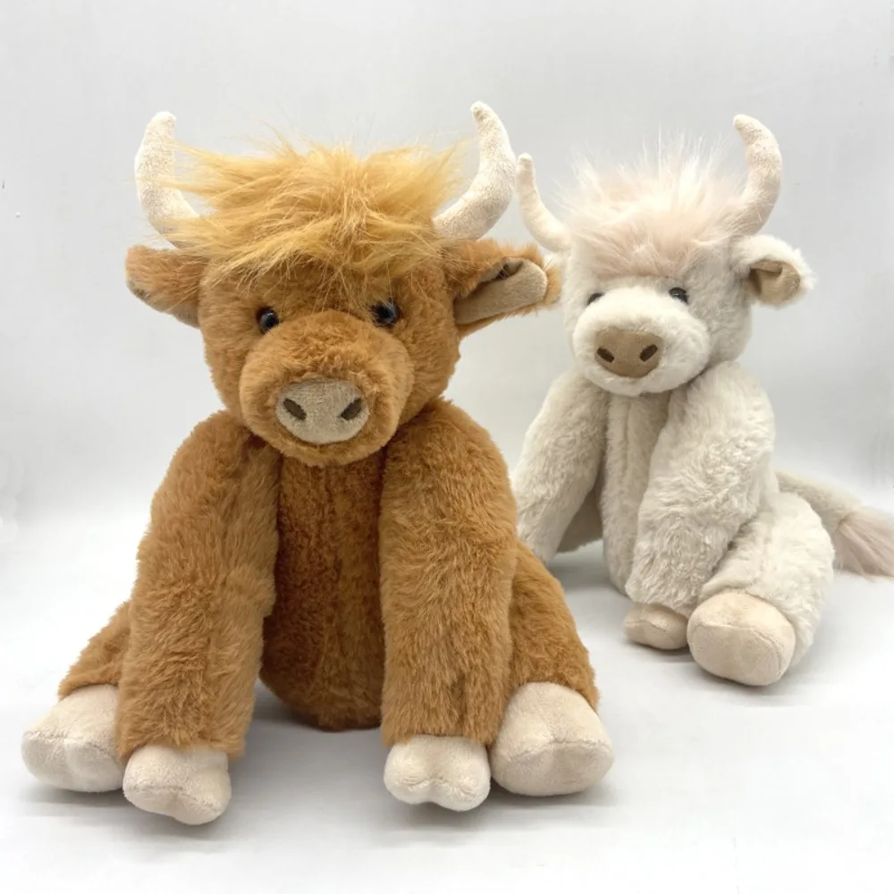 25cm Plush Simulation Highland Cow Joints Movable Doll Long Hair Yak PP Cotton Scottish Highland Cow Gift Long Hair Yak Gift