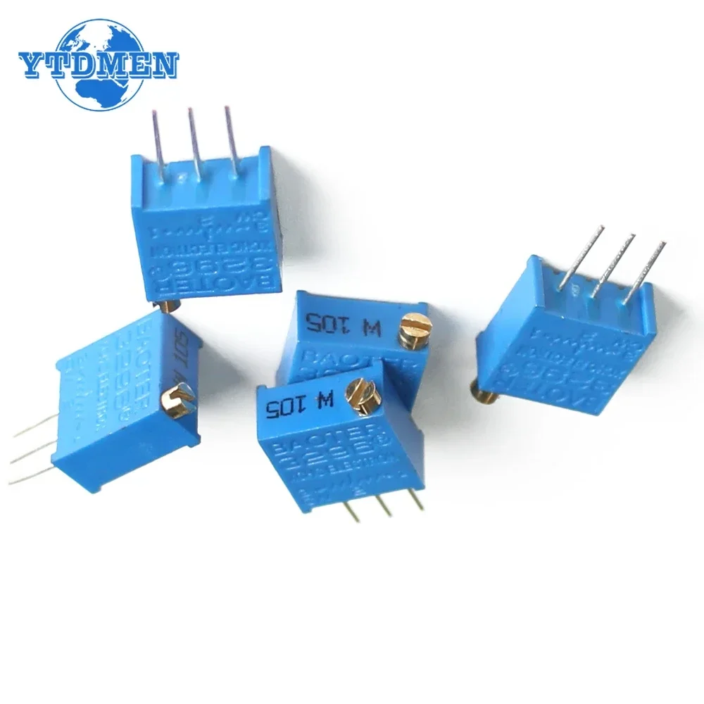 10PCS 3296W Trimmer Potentiometer 100R 500R 1K 2K 5K 10K 20K  50K 100K 200K 500K 1M 3296 Potentiometers Variable Resistor Kit