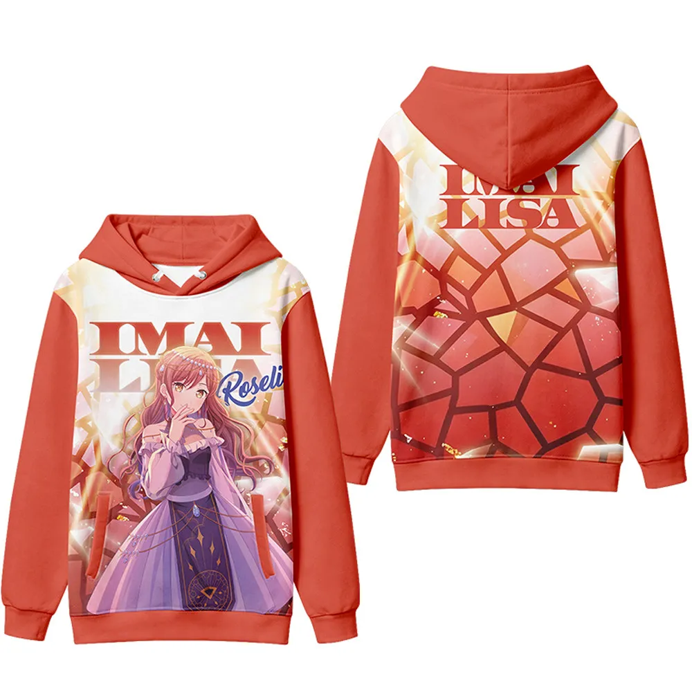 Anime BanG Dream Roselia Cosplay Hoodie Women Men Harajuku Sweatshirt Streetwear Hip Hop Pullover Hooded Jacket Outerwear
