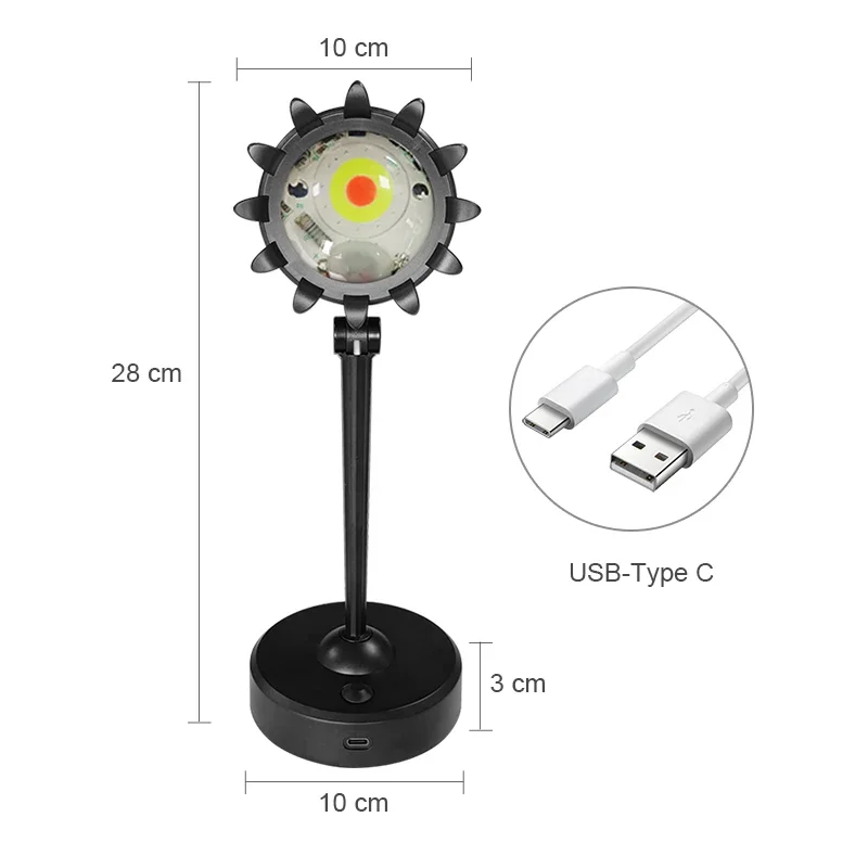 Luz De Projeção De Arco-íris De Pétalas De Girassol, Lâmpada De Noite De Atmosfera USB, Luz Do Laser Em Casa, Controle Remoto