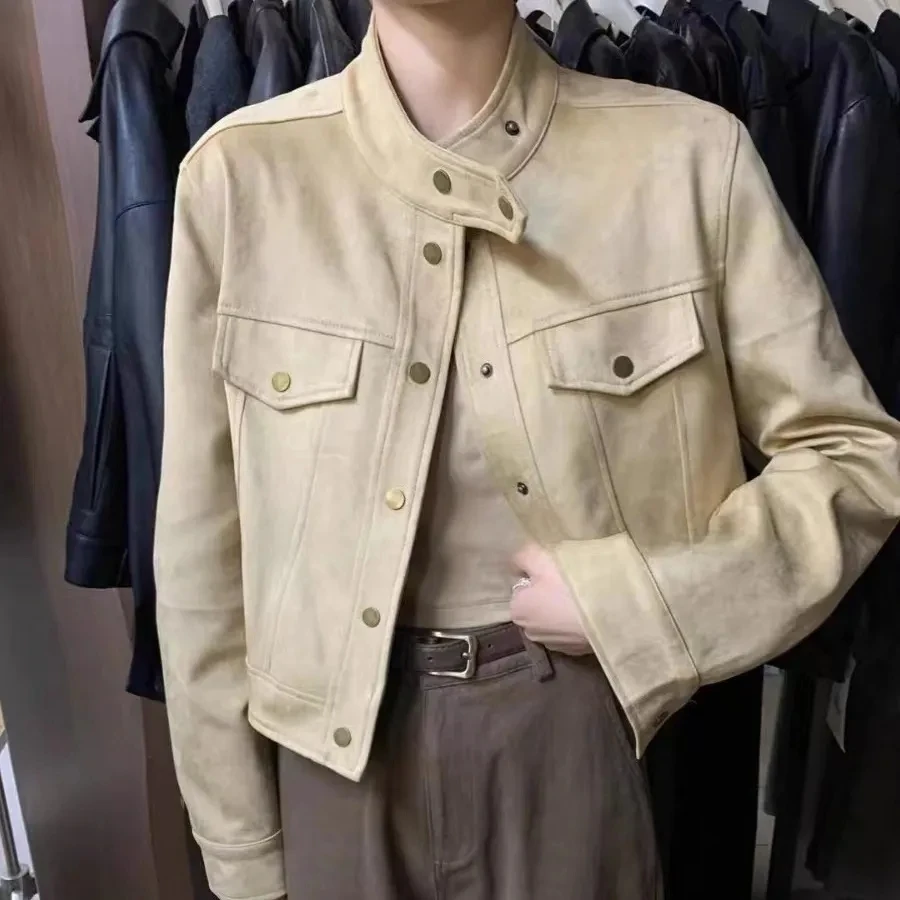 

2025 Autumn New Korean Design Deer Skin Velvet Jaet Women Loose Slim ort Long Sve Coat Top Explosion