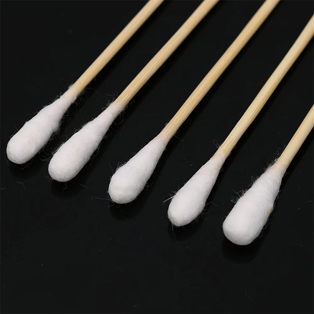100/300 Stück 6 Zoll lange Wattestäbchen mit Holzgriffen, Applikator mit Baumwollspitze zum Reinigen, Wattestäbchen, Öl-Make-up – Detail 4