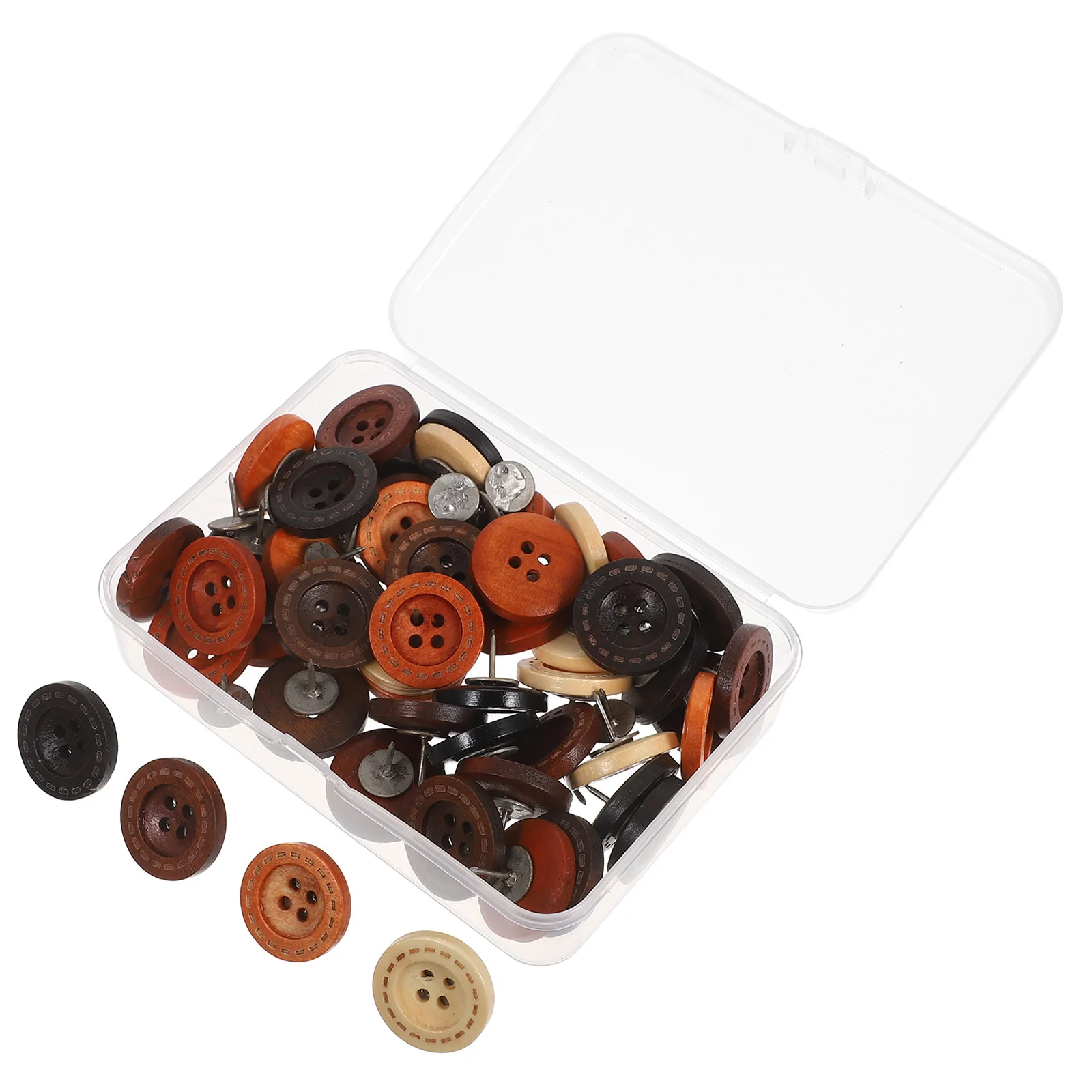 

50pcs Vintage Wooden Thumb Tacks Decorative Button Push Pins For Photo Wall Bulletin Board Travel Map Pins Wooden Tacks For Home