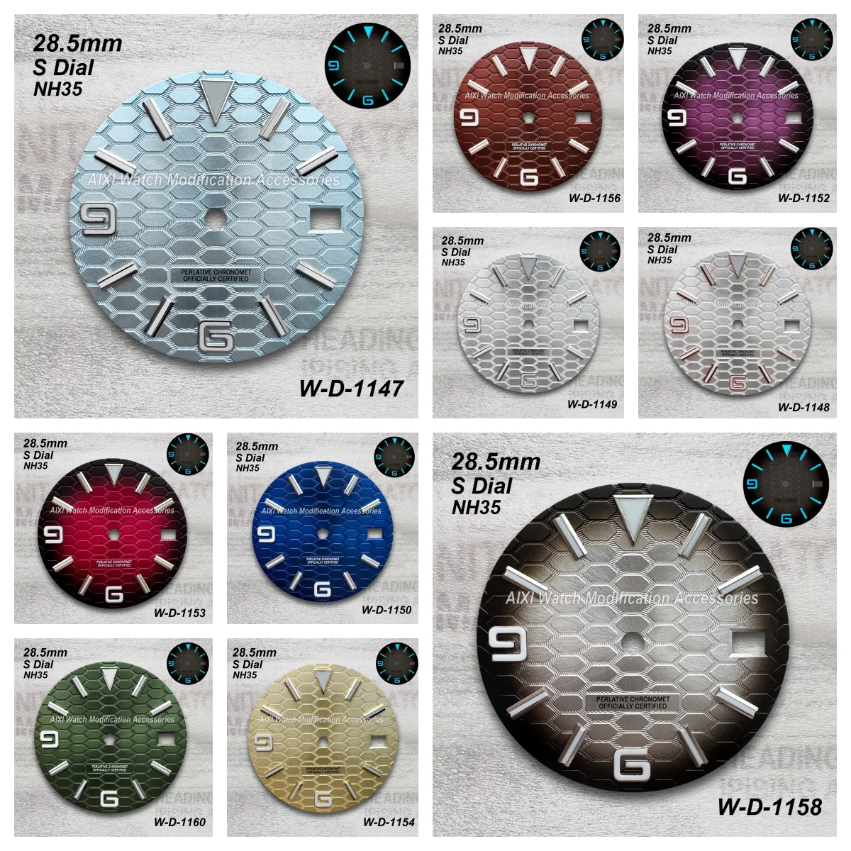 

28.5mm S Logo Diving Dial For NH35 Japanese Movement Ice Blue Luminous High-Quality Watch Modification Accessories