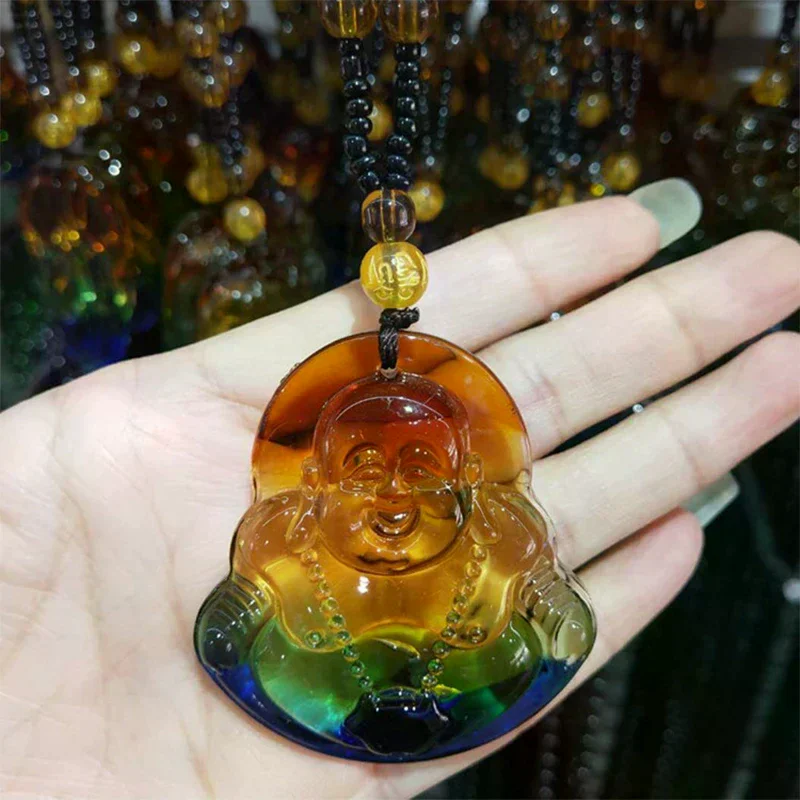 Imitation Glass Pendant Chinese Style Versatile Necklace Crystal Sweater Chain