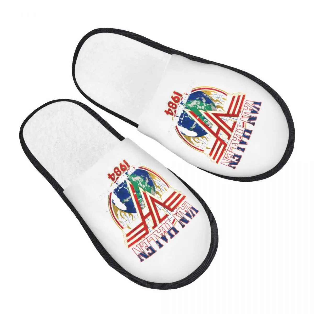 

Тапочки домашние женские из мягкой пены с эффектом памяти, с принтом рок-группы Van Halen, уютные, теплые, нескользящие