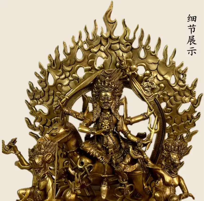 50cm Brass Nepalese Tibetan Esoteric Pure Copper Four Armed Auspicious Heavenly Mother Protector Buddha Statue Heavenly Girl