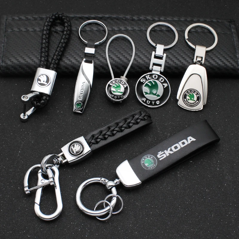 1Pcs Car Accessories Keychain Metal KeyRing Key Chain Ring For Skoda Octavia 2 3 A5 A7 A8 Kodiaq Fabia Rapid Superb Karoq Kamiq