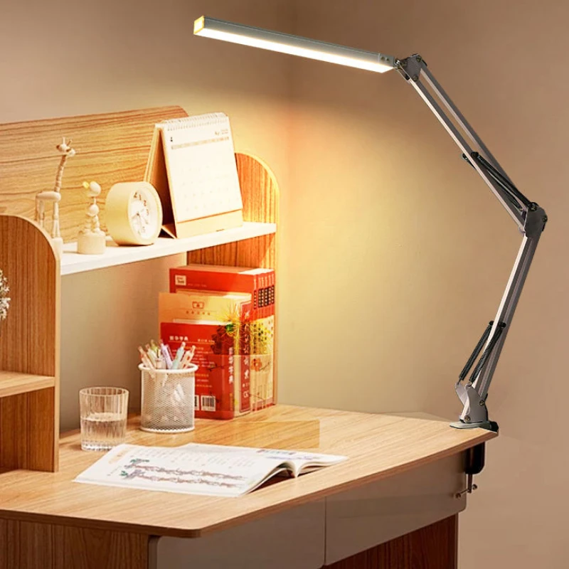 LED Desk Lamp with Clamp Swing Arm Desk Lamp Eye-Caring Dimmable Desk Light with 10 Brightness Level, 3 Lighting Modes New