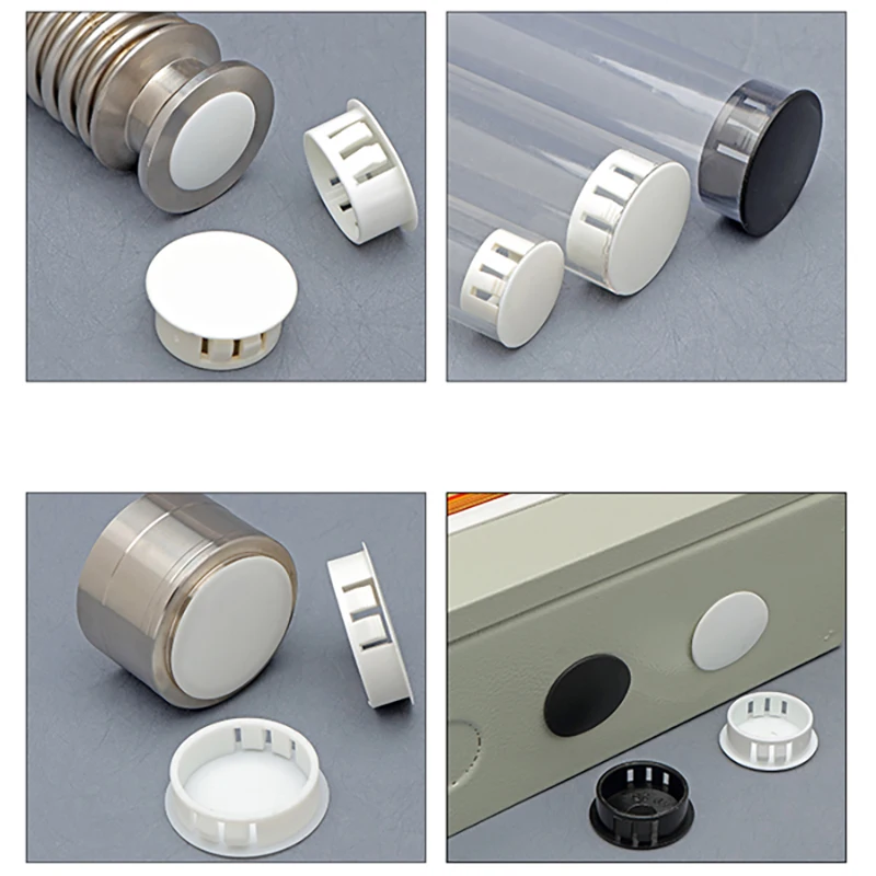 Cover Holes Snap on Plastic Plug Hole Cap Desk Caps Plugs Lid Screw Covers Table Wall Wire Cable Profile Pipe Gromet Steel Round