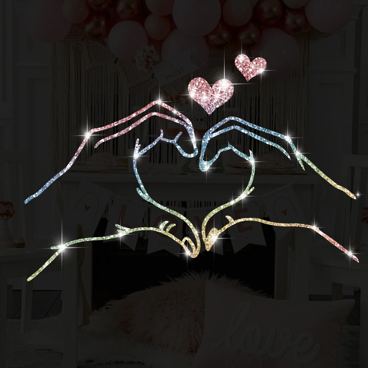 Rhinestone stickers love hand art stickers car window laptop decorations couple love gift cup stickers decoration
