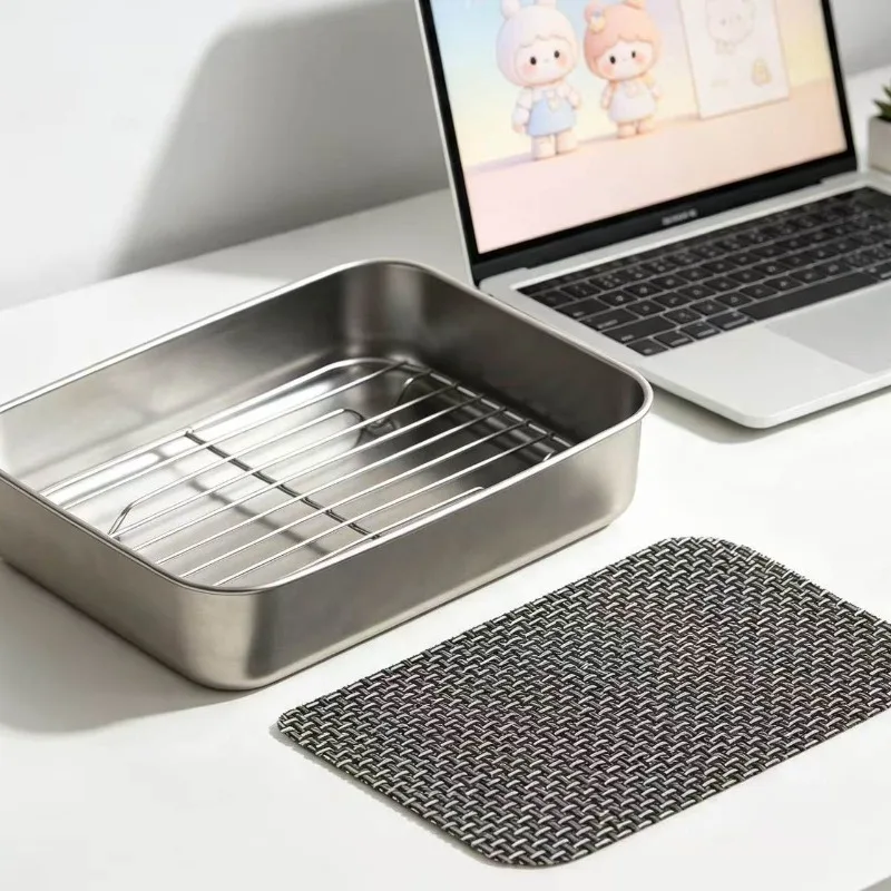 Compact Minimalist Serving Tray With Tea Mat, Personal Dry‑Brew Plate for Single‑Person Office Desktop Tea‑Making Use