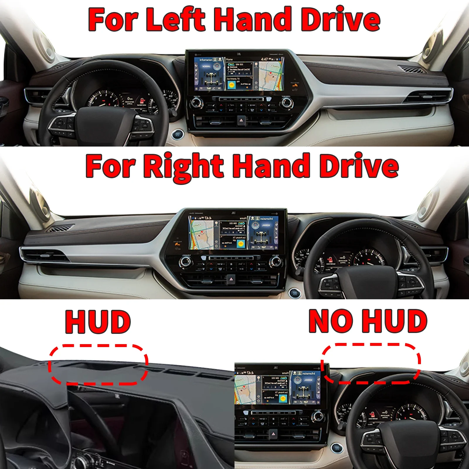 for Toyota Highlander Kluger 2020-2024 2025 Car Dashmat Dashboard Cover Pad DashMat Sunshade Protective Carpet Accessories