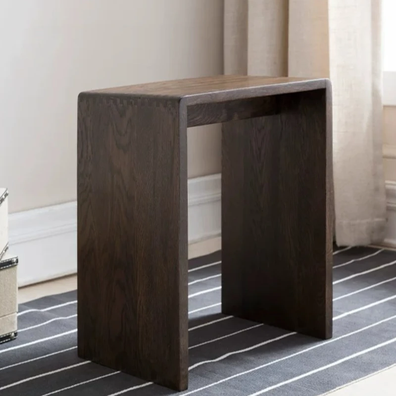 Japanese Vanity Stool Solid FAS Grade North American Oak Square Bench Mortise Tenon Joint Stable Walnut Hue Home Furniture