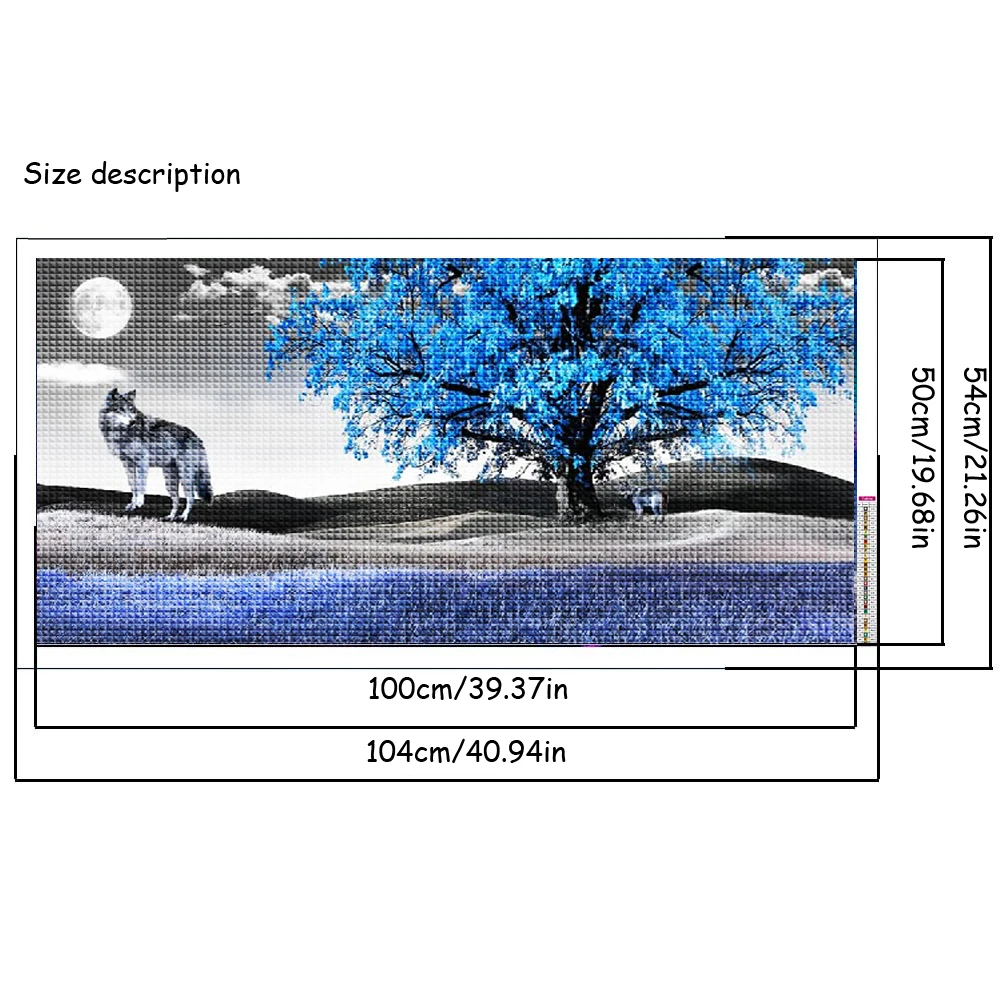 Blue Tree And Wolf 5D DIY Diamond Painting Landscape Cross Stitch New 2024 Mosaic Diamond Embroidery For Home Decor