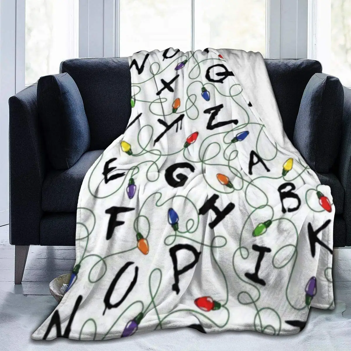 Blanket Comfort Warm Soft Plush Throw Blanket for Couch Christmas Lights Alphabet From Stranger Things Birthday Christmas Gifts