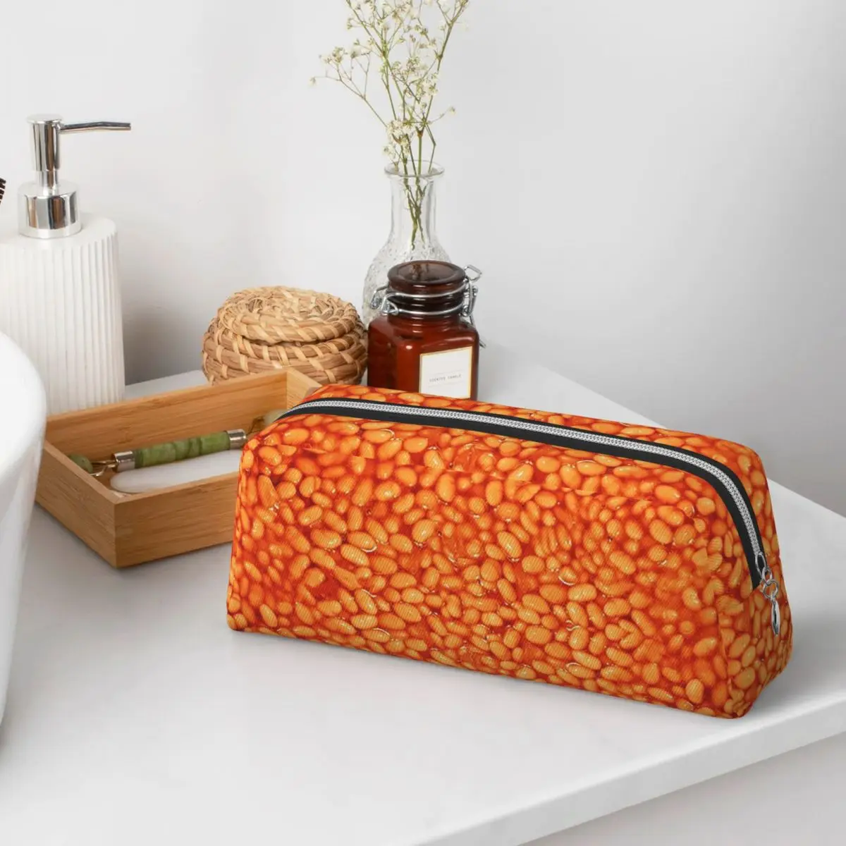 Baked Beans In Things Pattern Pencil Cases for Students School Pen Box Pencil Bag Pencil Pouch Storage Stationery Supplies