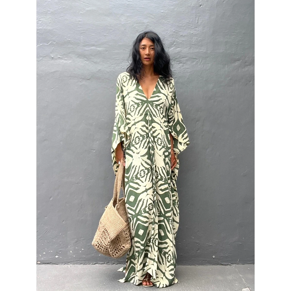 ビーチドレス-コットン-ドローストリング-ホリデービーチウェア-ルーズ-プラスサイズ-日焼け止め-カバーアップ-ウェア-中国製生地