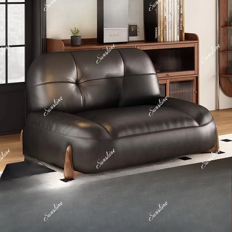 Italian leather double armrest single seat casual sofa chair