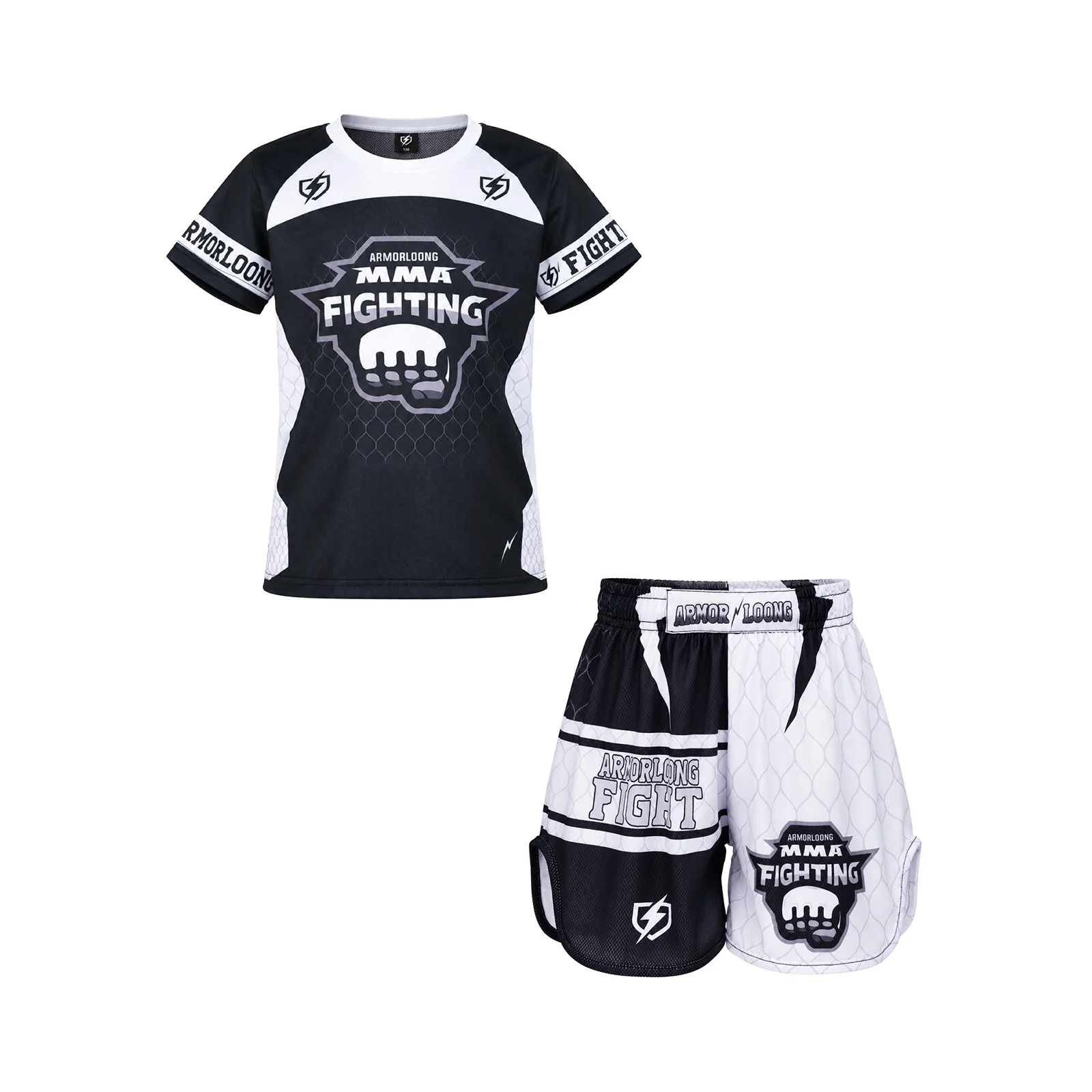 Jugend-MMA-Trainingsset für Jungen und Mädchen, Box-Outfit, Rashguard, Shorts mit seitlichen Schlitzen, Kinder-Kickbox- und Muay-Thai-Sportbekleidung – Detail 19