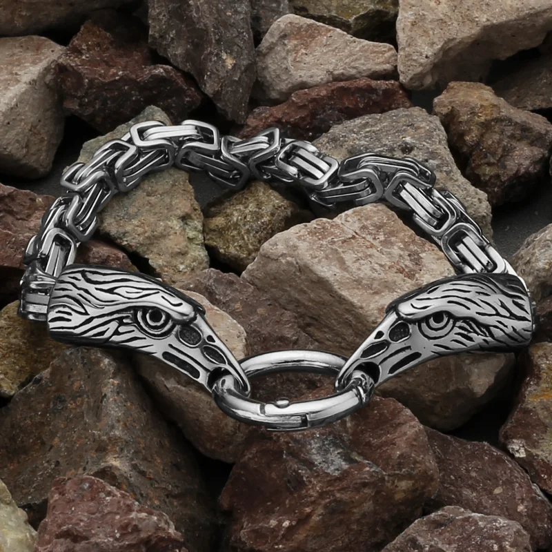 

Viking Crow Head Eagle Head Bracelet Men's Stainless Steel Nordic Fashion Bracelet Men's Vintage Personalized Jewelry Bracelet