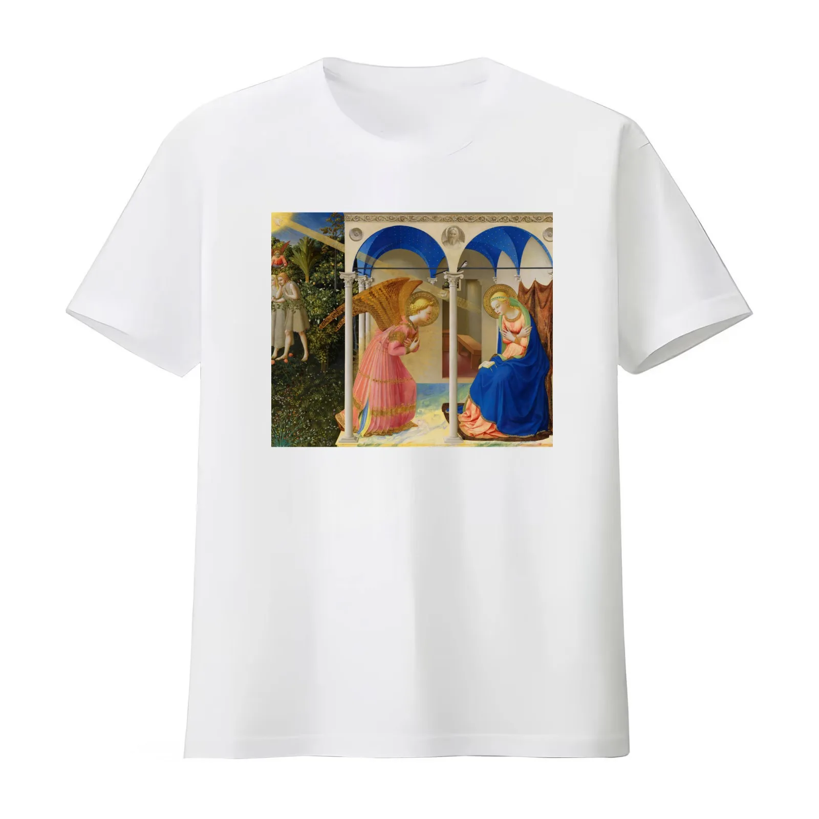 Fra Angelico (Guido di Pietro) Annunciation T-Shirt Summer Casual Cotton Tee Oversized Streetwear Tops Vintage Graphic Print