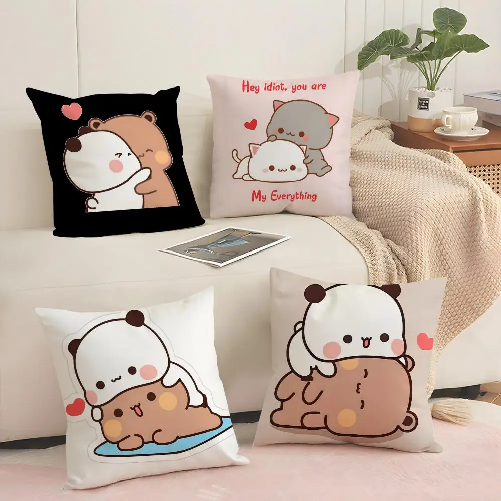 Bubu duda Mochi Peach Cat Cushion Cover Silky Short Plush with Invisible Zipper Dustproof Sofa Pillow Cover for Home Decor