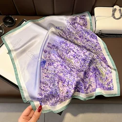 Fashion 100% Silk Satin Scarf Women Handkerchief Printed Bag Scarfs Female Square Head Bandana Small Neck Scarves For Ladies