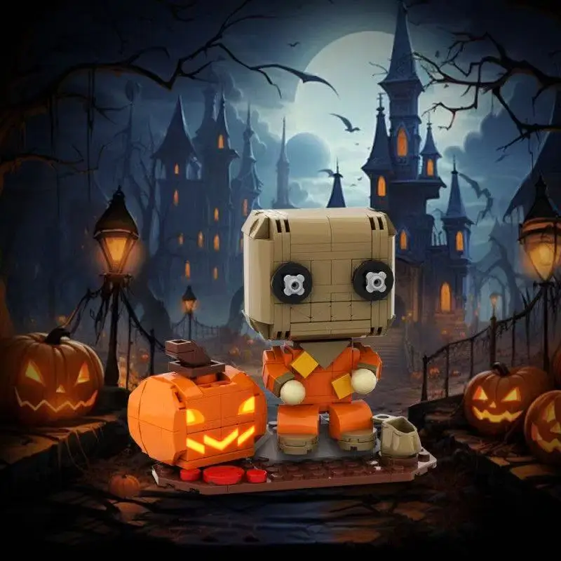 

Creative Domestic Small Particle MOC Halloween Pumpkin Doll Puzzle Assembly Building block toy ornament model