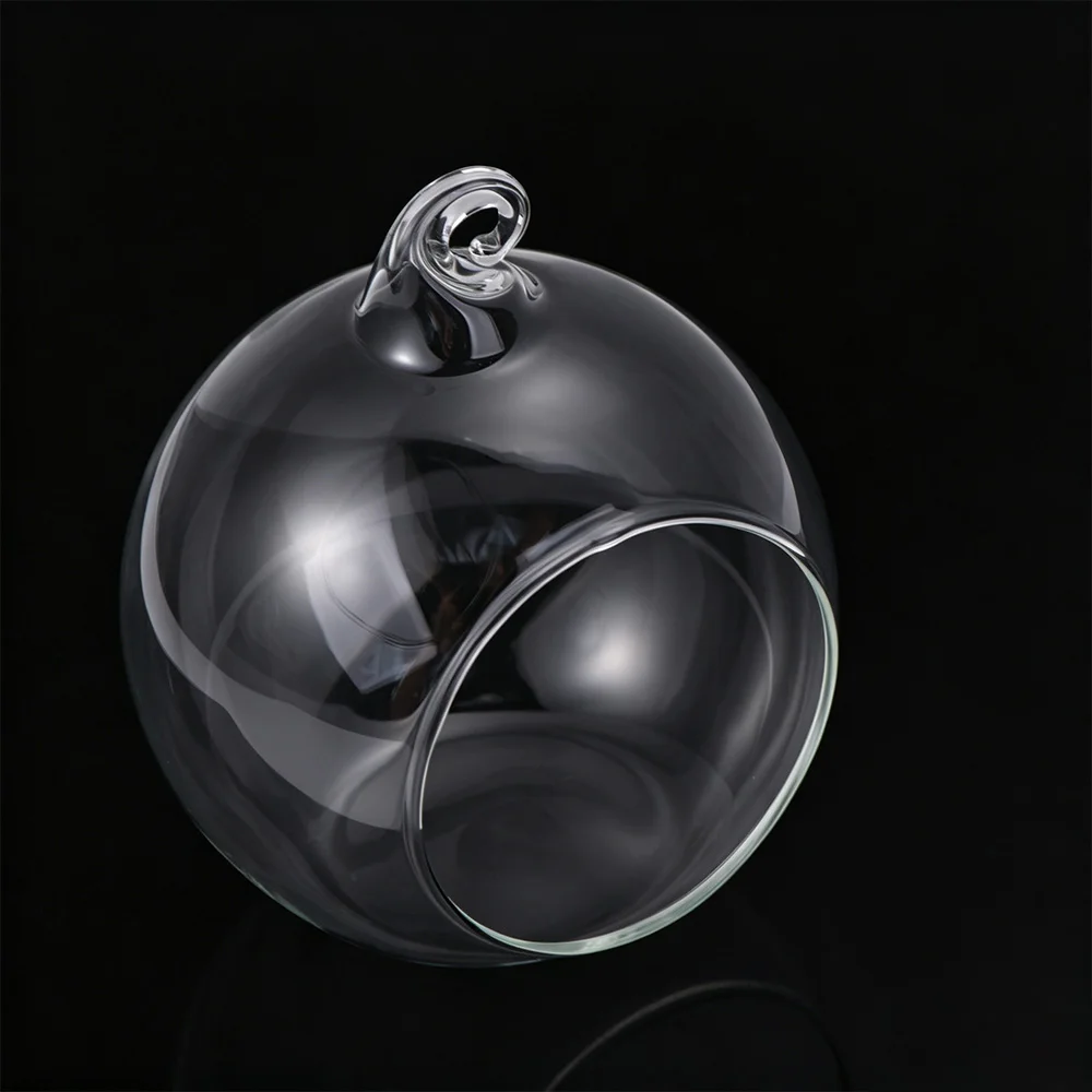 Transparent Hanging Glass Vases Ball Borosilicate Glass Hanging Tealight Holder 6/8/10/12/15cm Clear