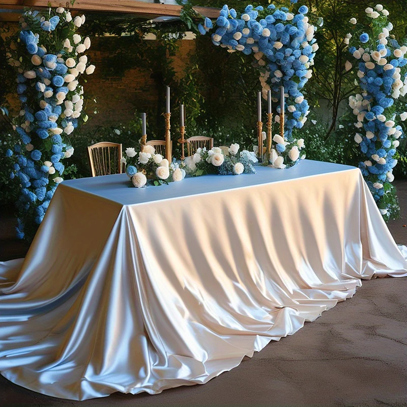 Satin Tablecloth Rectangle Silkly Soft Fabric Wedding Table Decoration for Birthday Banquet Baby Shower Kitchen Dining Christmas