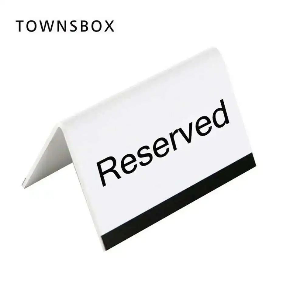 

10x6cm White Acrylic Black Uv Printing Letter Desk Sign Stand Hotel Resturant Table Reservation Signage Board Desk Sign Plate