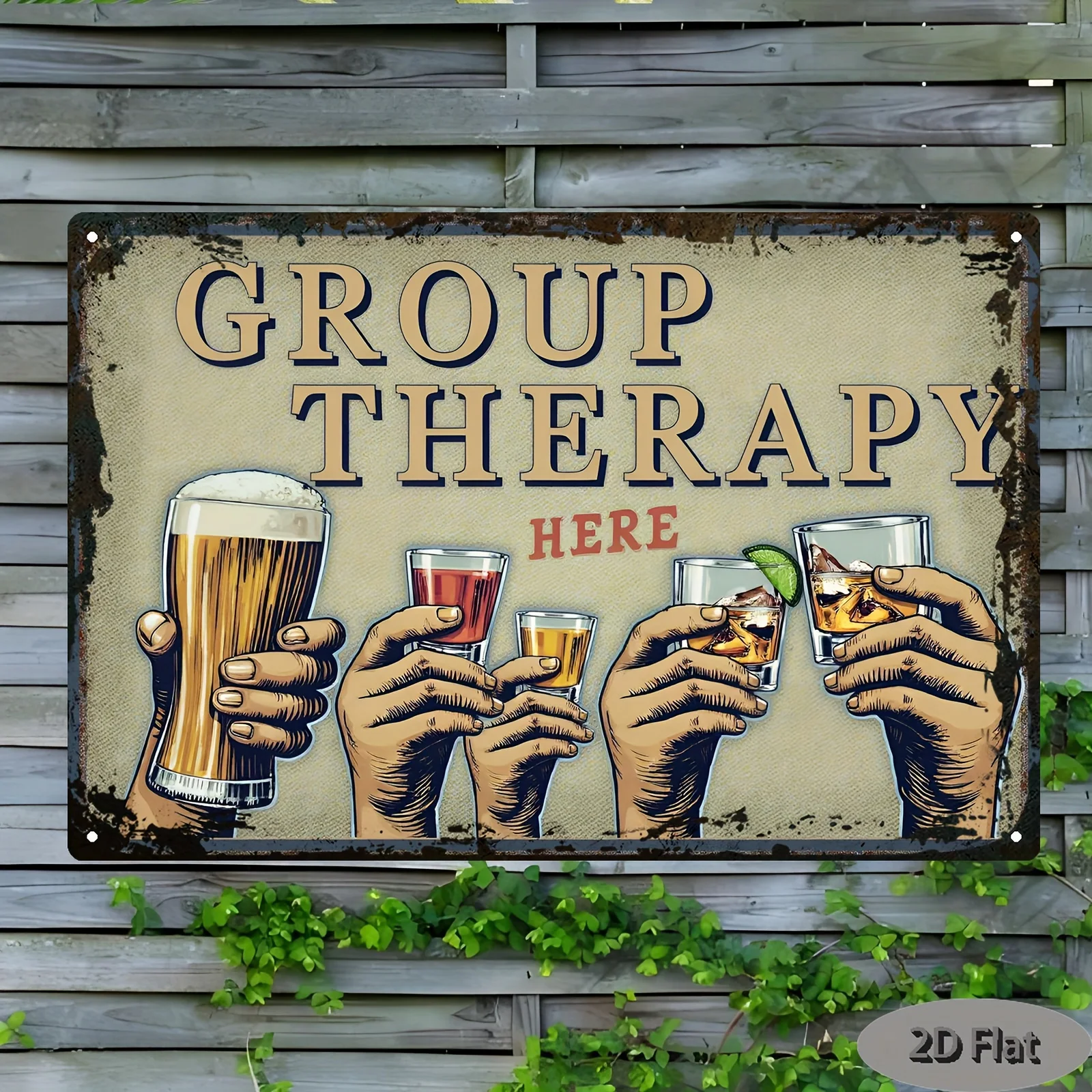 2D Flat, 1pc Vintage Group Beer Social Gathering Metal Wall Art Sign - Nostalgic Bar DecorGarage Beer Lover Gift, Includes  Easy