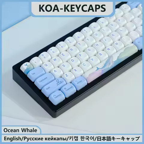 KBDiy KOA Profile Japanese Ocean Whale Keycaps PBT Mechanical Keyboard Keycaps Russian Korean 135 Key Caps Custom for MX Switch