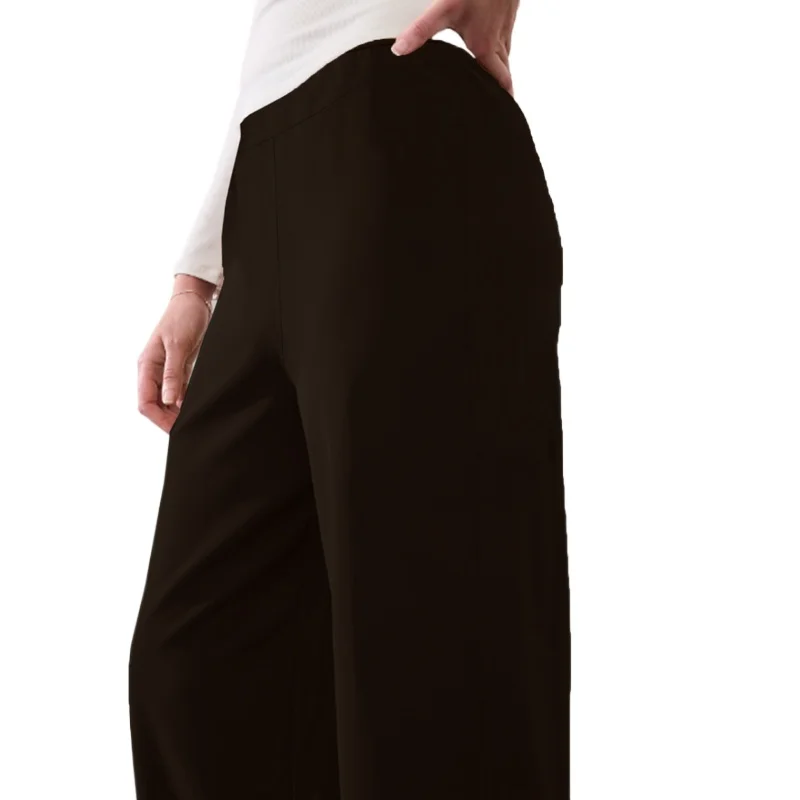 2025 カジュアル エレガント ワイドレッグパンツ レディース レギュラーウエスト 通気性 スリム ブラック デイリー オフィス トラウザーズ
