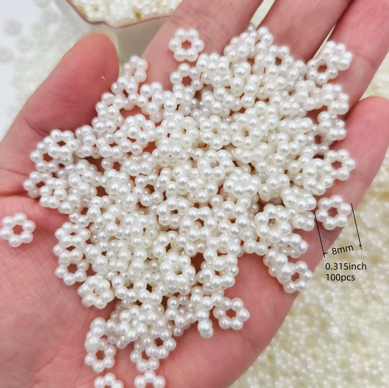 

200pcs Hollow Pearl DIY Jewelry Accessories ABS Resin acrylic Flower Shape Necklacec Separator Fashion Nail Art Accessories