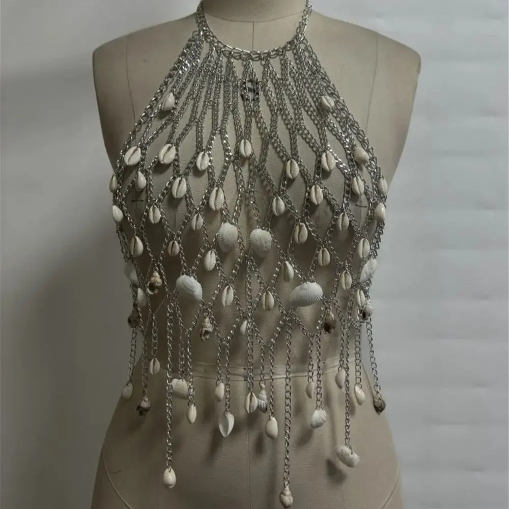 European And American Sexy Mesh Openwork Metal Body Chain For Women, Adjustable, Versatile, Slimming, Layered, Spicy Outfit