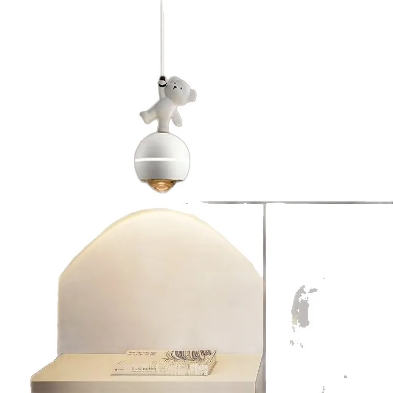Bedside chandelier, bedroom modern simple liftable touch light panda chandelier room