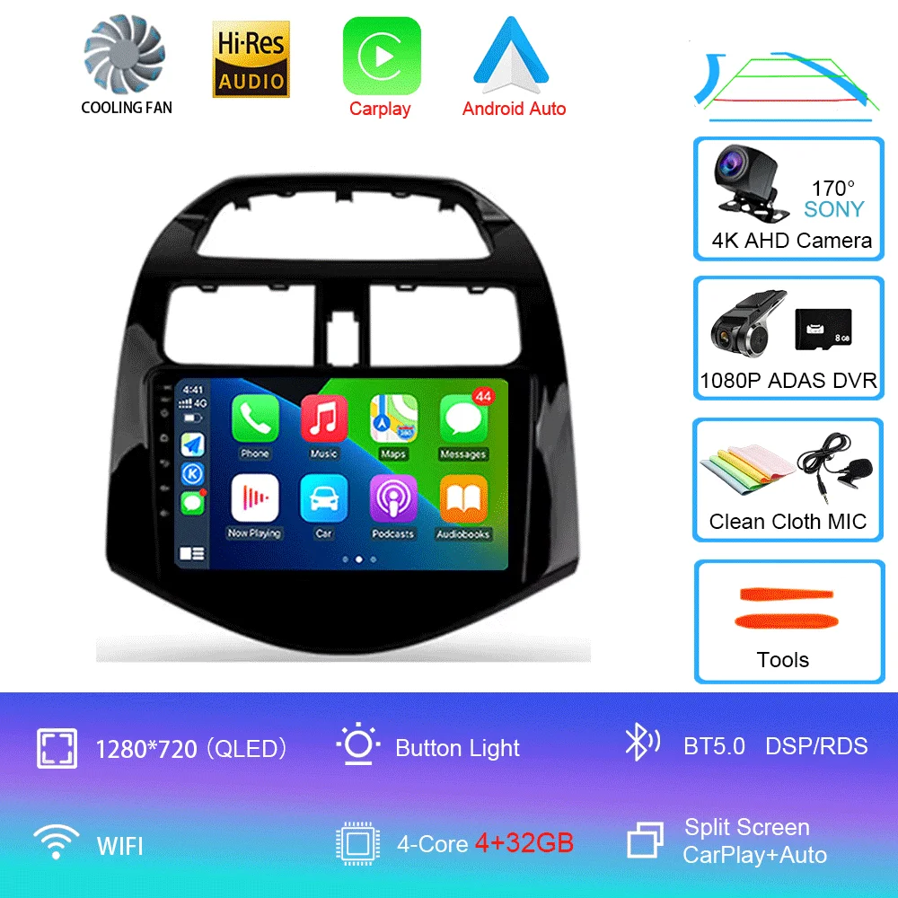 Android 16 autoradio Carplay Auto multimediaspeler voor Chevrolet Spark Beat Matiz Creative 2009 - 2016 E53 X5 M5 2din stereo