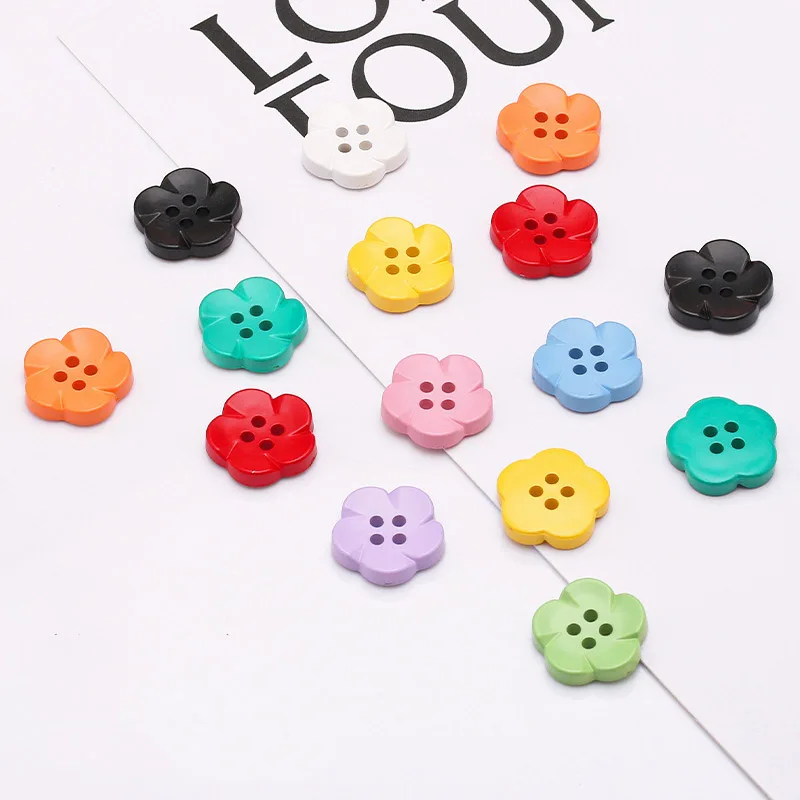 10pcs Resin Flower Buttons Color Children\'s Clothing DIY Decorative Button Sweater Cute Cartoon Four Eye Hand Sewn Button