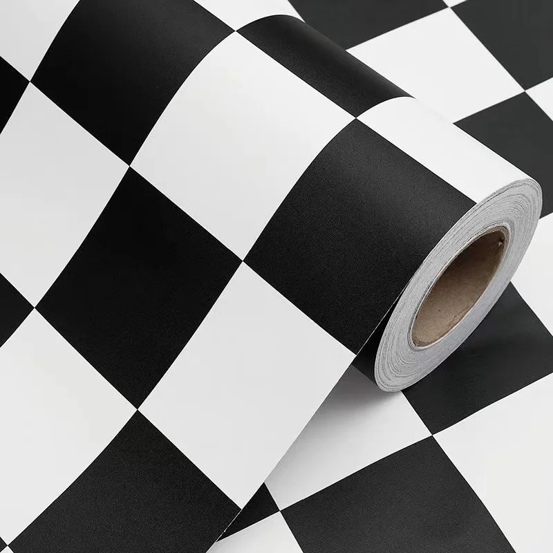 Black and White Checkered Contact Paper Decorative Self Adhesive Wallpaper Removable Peel and Stick Wallpaper for Bathroom Decor