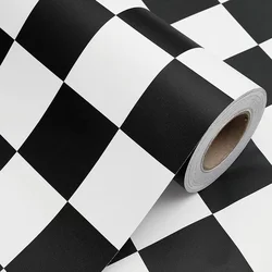 Black and White Checkered Contact Paper Decorative Self Adhesive Wallpaper Removable Peel and Stick Wallpaper for Bathroom Decor