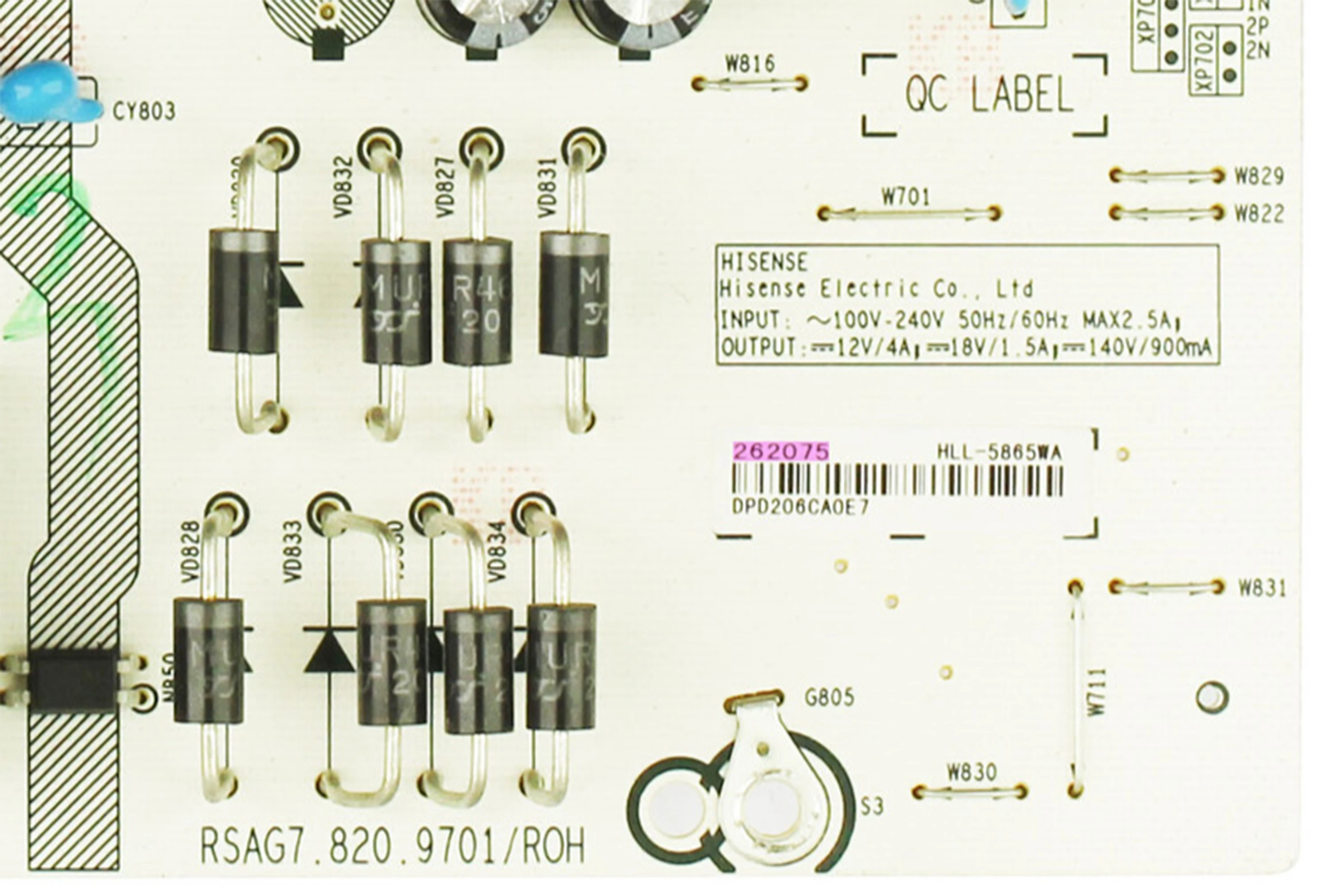 RSAG7.820.9701/ROH is para TV, placa de fuente de alimentación genuina, 262075 HLL-5865WA, 70H6570G, 70A6G, 70H78G, RSAG7.820.9701