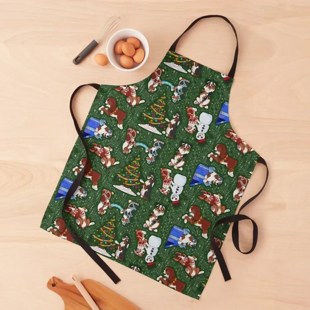 

Miniature American Shepherd Christmas Pattern Apron Kitchens Men Kitchen Women Waiter Uniforms For Kitchen Women Apron